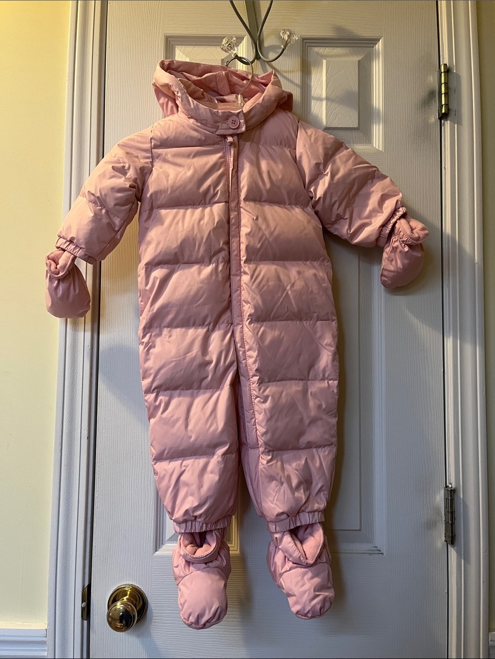 Baby Gap Pink Puffer One-Piece Snowsuit with Hood